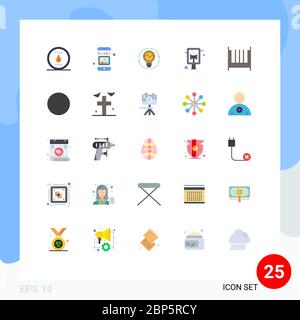 25 Flat Color concept for Websites Mobile and Apps court, lightbulb, picture, light, idea Editable Vector Design Elements Stock Vector