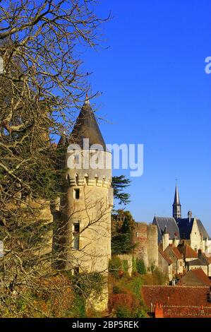 Tower of a castle in the Indre region of France Stock Photo