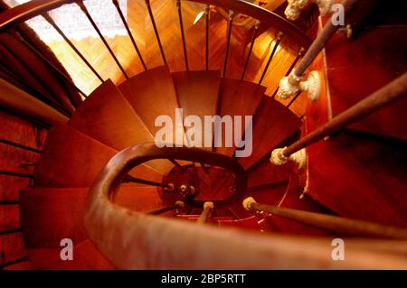 Spiral staircase in a castle in central France Stock Photo