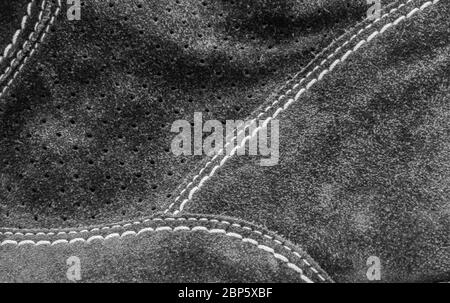 image background bootleg of a leather boot stitched with white thread Stock Photo
