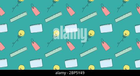 Back to school. hand drawn elements seamless pattern Stock Vector