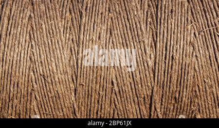 Skein of coarse brown twine, closeup, texture Stock Photo