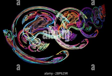 A whimsical abstract drawing on a dark background. Stock Photo