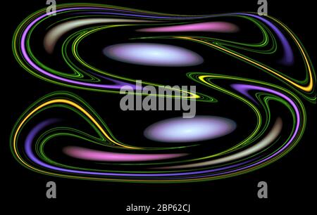 A whimsical abstract drawing on a dark background. Stock Photo