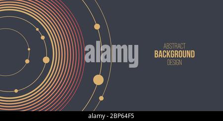 Abstract background, poster, banner. Composition of smooth rounded lines and dots. Abstract solar system. Trendy design. Vector color illustration. Stock Vector