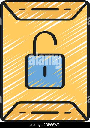 Unlock symbol on a file icon representing ‘Unlocked File’ Stock Vector