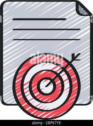 Document with target infront representing ‘Project Targets’ Stock Vector