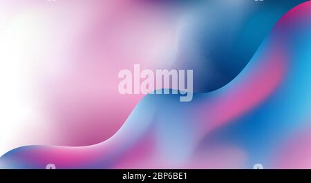 Abstract trendy 3D fluid blue and pink gradient wave shape background with space for your text. You can use for creative design. beautiful liquid inte Stock Vector