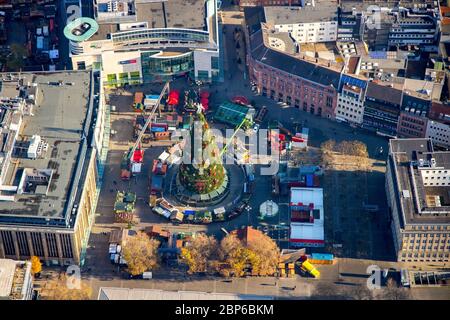 Aerial view, Christmas market, largest Christmas tree in the world, Dortmund, Ruhr area, North Rhine-Westphalia, Germany