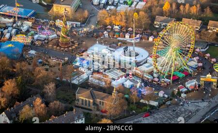 Aerial view of Cranger Christmas magic, Herne Christmas market, mobile Christmas tree, Ferris wheel, Crange, Herne, Ruhr area, North Rhine-Westphalia, Germany Stock Photo