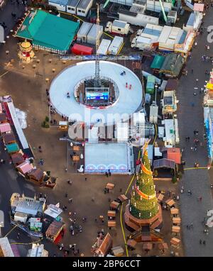 Aerial view of Cranger Christmas magic, Herne Christmas market, mobile Christmas tree, Ferris wheel, Crange, Herne, Ruhr area, North Rhine-Westphalia, Germany Stock Photo