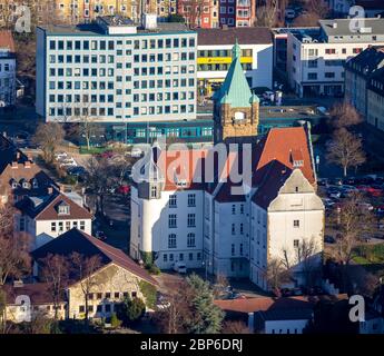 Aerial view, tax office Hattingen, town hall Hattingen, Hattingen, Ennepe-Ruhr-Kreis, Ruhr area, North Rhine-Westphalia, Germany Stock Photo