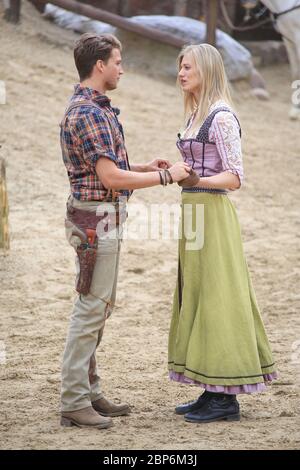 Larissa Marolt (Tiffany O Toole),Raul Richter (Martin Baumann),press introduction of the new season of the Kayl May Festival Under Vultures - The Son of the Baehrenjaeger,Bad Segeberg,21.06.2019 Stock Photo