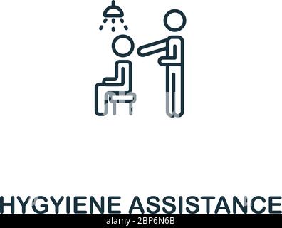 Hygiene Assistance icon from elderly care collection. Simple line element Hygiene Assistance symbol for templates, web design and infographics Stock Vector