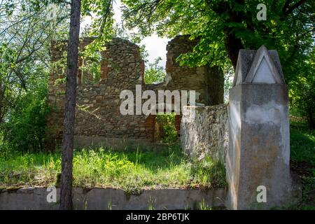 School ruins, 'Die alte Heimat' - Döllersheim, Waldviertel, Austria Stock Photo