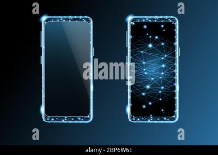 Mobile phone with blank screen - front view vector illustration Stock Vector