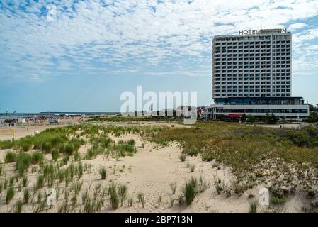 WARNEMUENDE (ROSTOCK), GERMANY - JULY 25, 2019: The five-star hotel Neptun on the Baltic Sea. Stock Photo