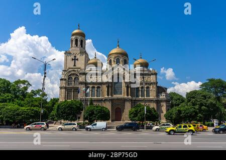 VARNA, BULGARIA - JUNE 26, 2019: The Dormition of the Mother of God Cathedral (Bulgarian Orthodox cathedral). Stock Photo