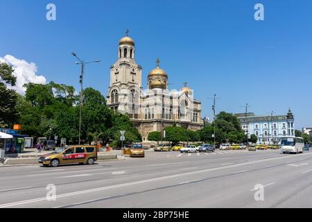 VARNA, BULGARIA - JUNE 26, 2019: The Dormition of the Mother of God Cathedral (Bulgarian Orthodox cathedral). Stock Photo