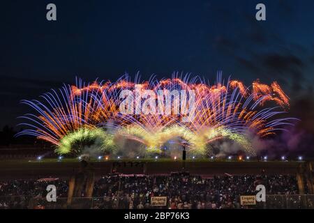 Heron Fireworks (Niederlande) Fireworks at the highest level, showdown of the Koenigsklasse at the Pyronale 2019 on the Maifeld in front of the Berlin Olympic Stadium. Stock Photo