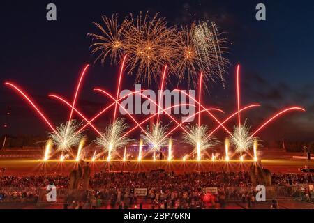 Heron Fireworks (Niederlande) Fireworks at the highest level, showdown of the Koenigsklasse at the Pyronale 2019 on the Maifeld in front of the Berlin Olympic Stadium. Stock Photo