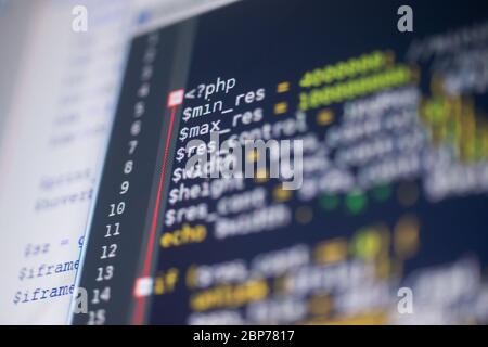 PHP code on a monitor, programming concept Stock Photo - Alamy