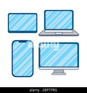 set of electronic devices icons Stock Vector