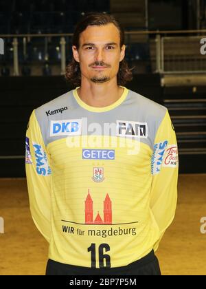danish handball Goalkeeper Jannick Green, SC Magdeburg, Liqui Moly HBL, Handball-Bundesliga Season 2019-20 Stock Photo