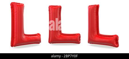 Capital letter L. Uppercase. Inflatable red balloon on background. 3D rendering Stock Photo