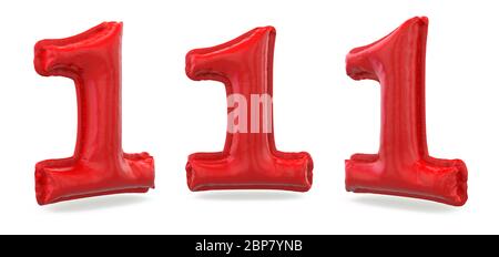 Number 1. Digital sign. Inflatable red balloon on background. 3D rendering Stock Photo