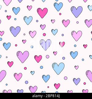 Fun seamless vintage love heart background in pretty colors. Great for baby announcement, Valentine's Day, Mother's Day, wedding, scrapbook Stock Vector