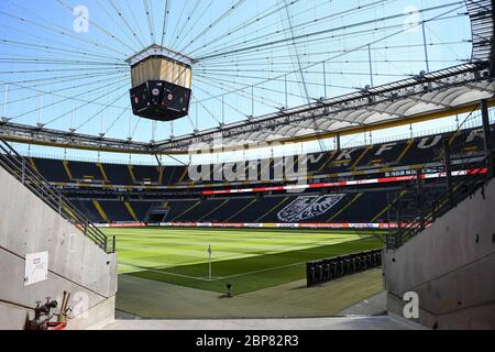 16.05.2020, xjhx, Soccer 1.Bundesliga, 26.matchday, Eintracht Frankfurt - Borussia Monchengladbach. Stadium view/view/arena/stadium/interior/interior/interior view/pitch/tribuene, Uebersicht.Commerzbank Arena. Photo: Jan Huebner/Pool via FOTOAGENTUR SVEN SIMON For journalistic purposes only. Only for editorial use. (DFL/DFB REGULATIONS PROHIBIT ANY USE OF PHOTOGRAPHS as IMAGE SEQUENCES and/or QUASI-VIDEO). | usage worldwide Stock Photo