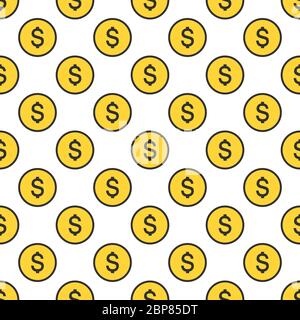 Round dollar sign coins seamless pattern, business and finance, return on investment, income growth, financial background, Stock vector illustration Stock Vector