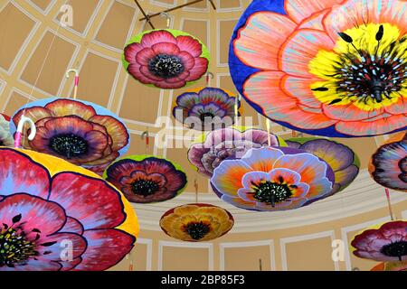 Decorated ceiling in the Bellagio hotel and Casino, Las Vegas, Nevada, USA Stock Photo