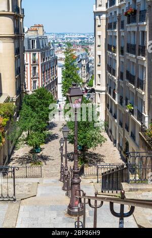 Typical staircase on Montmartre hill - Paris, France Stock Photo