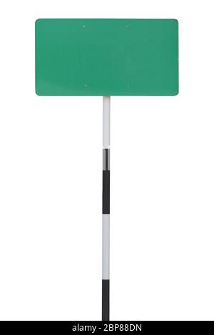 Blank green road sign isolated on white background. Objects with clipping path Stock Photo