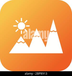 Beautiful Sunshine on Mountains Glyph Vector Icon Stock Vector