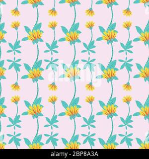 Piosella flowers seamless vector pattern. Stock Vector