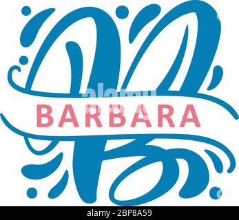 Split letters name Vector Hand Drawn calligraphic floral monogram or logo. Uppercase Hand Lettering Letter B with swirls and curl. Wedding Floral Stock Vector