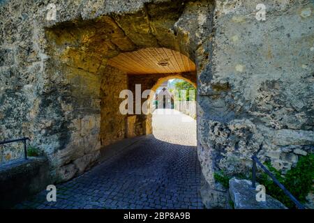 A Gate Tower, Zwingen Castle. Municipality in the district of Laufen in the canton of Basel-Country in Switzerland. Stock Photo