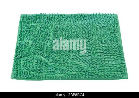 Blank green welcome mat isolated on white background. Stock Photo