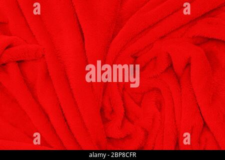Red silk fabric texture can use for background. Top view. Stock Photo
