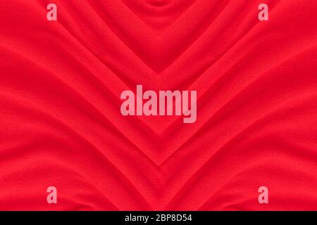 Red fabric texture background. Abstract cloth backdrop with soft waves. Stock Photo
