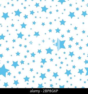 Seamless vector pattern with colored stars of various sizes on white background. Stock Vector