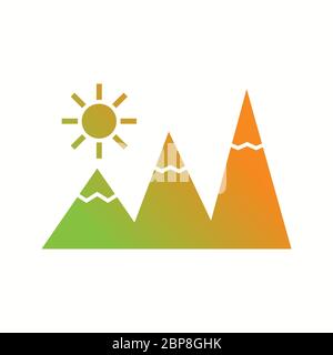 Beautiful Sunshine on Mountains Glyph Vector Icon Stock Vector