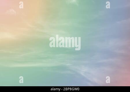 Sunshine clouds sky with a pastel soft color. Abstract blurred cyan gradient of sky nature. Stock Photo