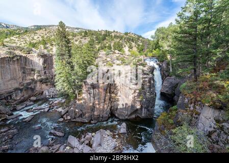 Shell Falls in Shell Canyon near Shell, Wyoming Stock Photo