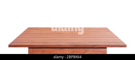 Empty wooden table top isolated on white background. with clipping path. Stock Photo