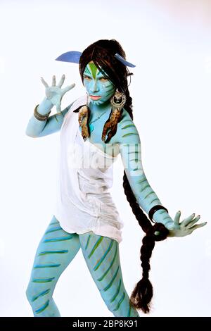 Development of Avatar began in 1994 , when Cameron wrote an 80 page treatment for the film .Fliming was supposed to take place after the compltion of Cameron's 1997 film Titanic , but according to Cameron , the necessary technology was not yet available to achieve his vision of the film .Cameron began developing the screenplay and fictional universe in early 2006 .The film made extensive use of new motion capture filming techniques , and was traditional viewing .£ D viewing and 4D  experiences in select South Korean theaters .The stereoscopic  film making was a breakthrough in technology ... Stock Photo