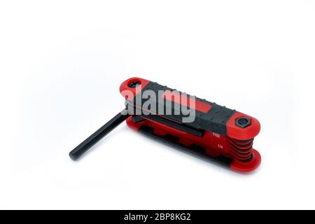 The Hex wrench key set isolated on white background, tool set. Stock Photo